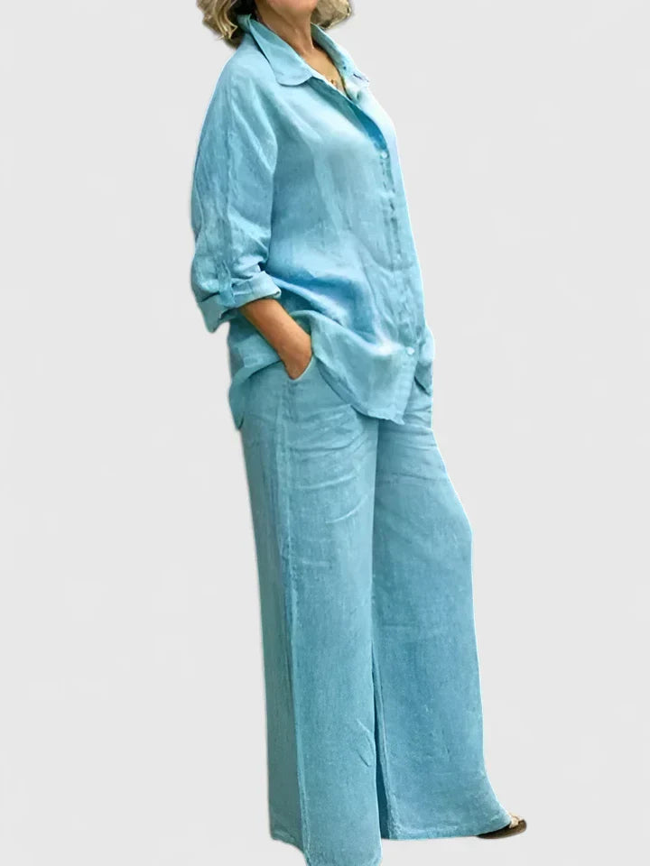 Teresa | Conjunto de Lino de Manga Larga y Cuello para Mujer
