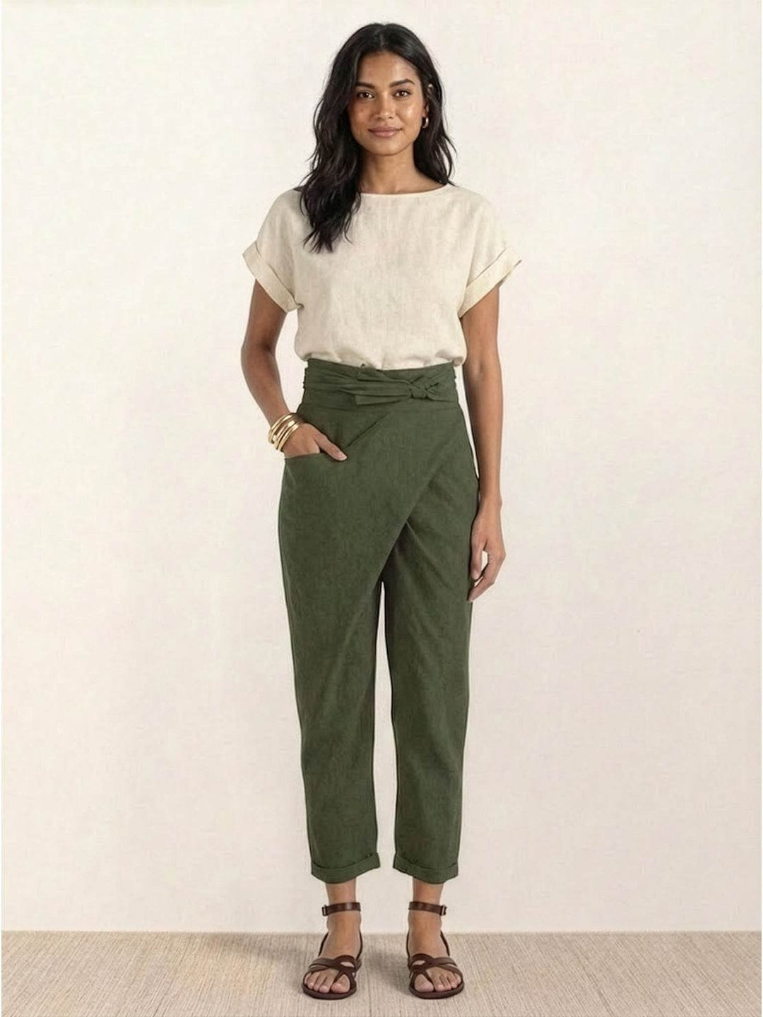 Teresa | Pantalón de Tiro Relajado con Cintura Anudada