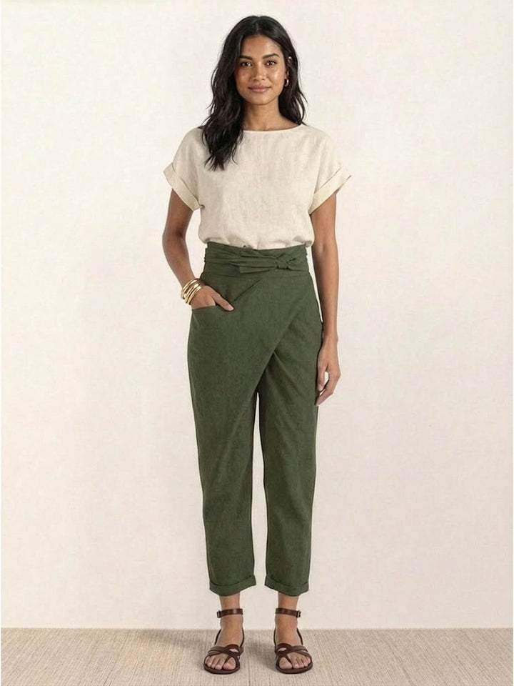 Teresa | Pantalón de Tiro Relajado con Cintura Anudada