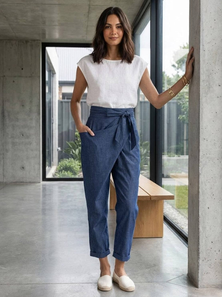 Teresa | Pantalón de Tiro Relajado con Cintura Anudada