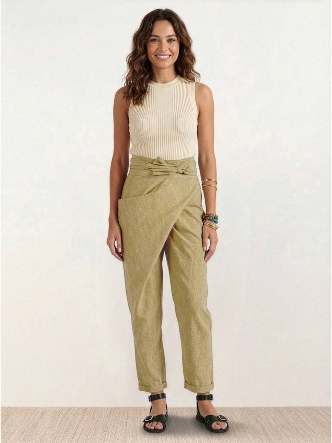 Teresa | Pantalón de Tiro Relajado con Cintura Anudada