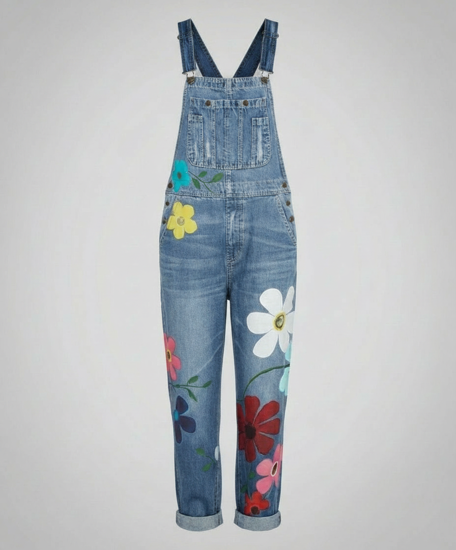 Teresa | Peto Vaquero Estampado Floral Mujer Ajustable
