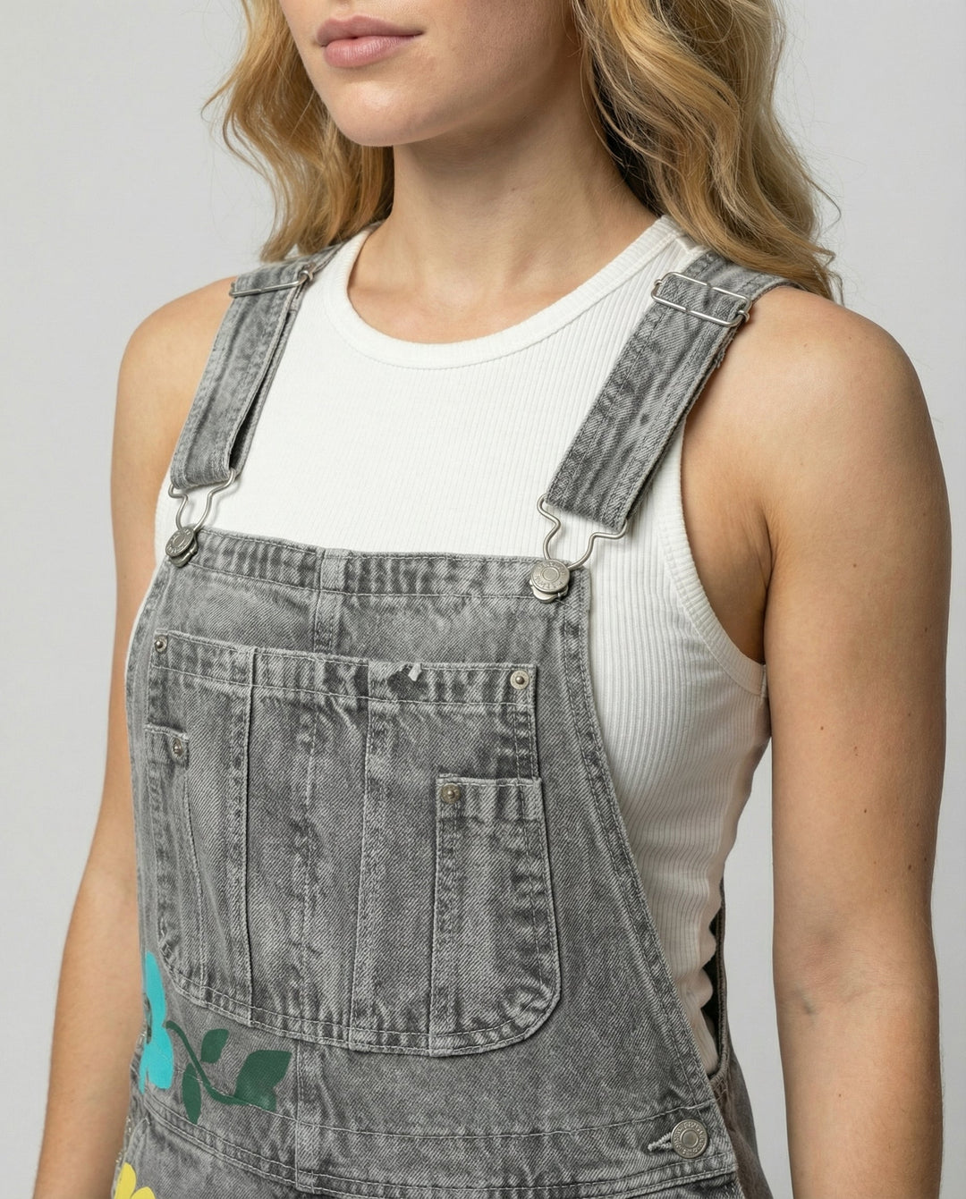 Teresa | Peto Vaquero Estampado Floral Mujer Ajustable