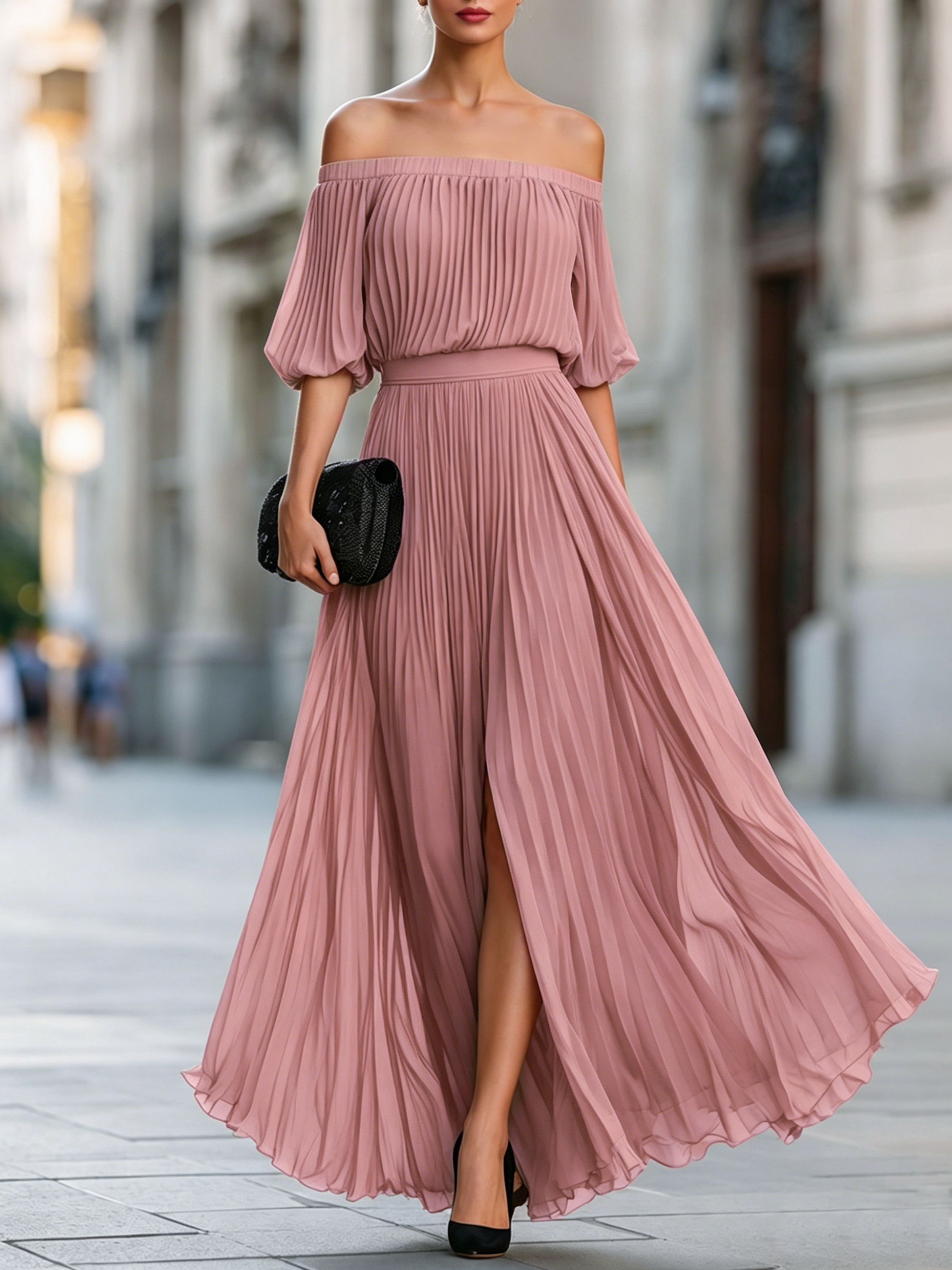 Teresa | Vestido Maxi Invitada Boda Plisado Mujer