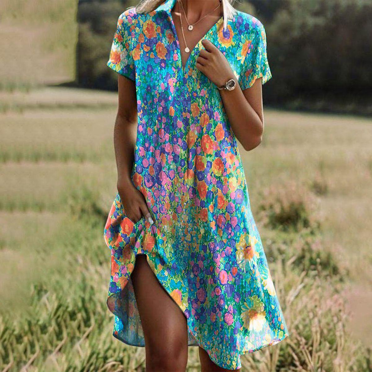 Teresa | Vestido Midi Mujer Manga Corta Lunares