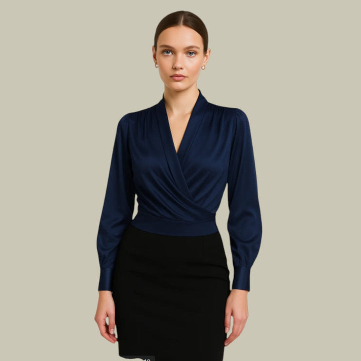 Valentina | Blusa Envolvente Cuello Camisero Manga Larga Femenina