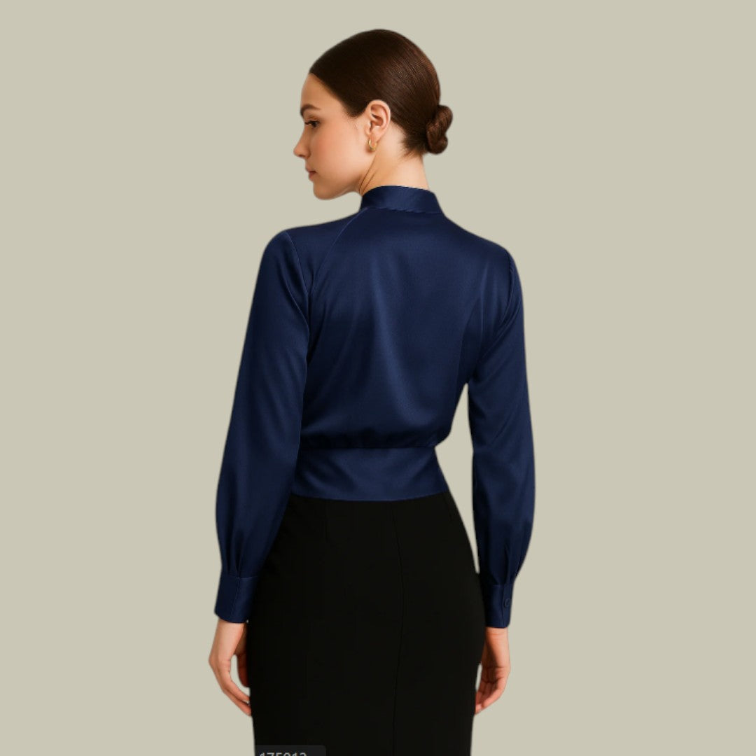 Valentina | Blusa Envolvente Cuello Camisero Manga Larga Femenina