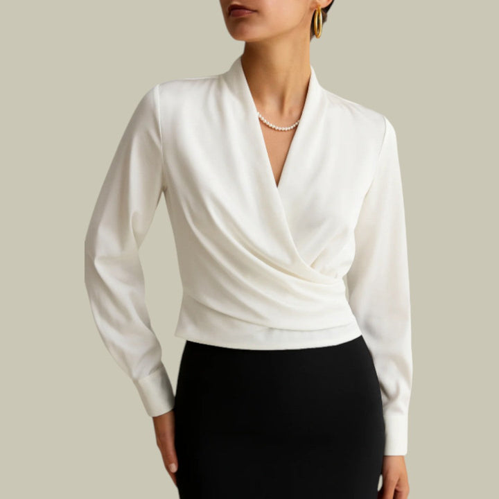 Valentina | Blusa Envolvente Cuello Camisero Manga Larga Femenina
