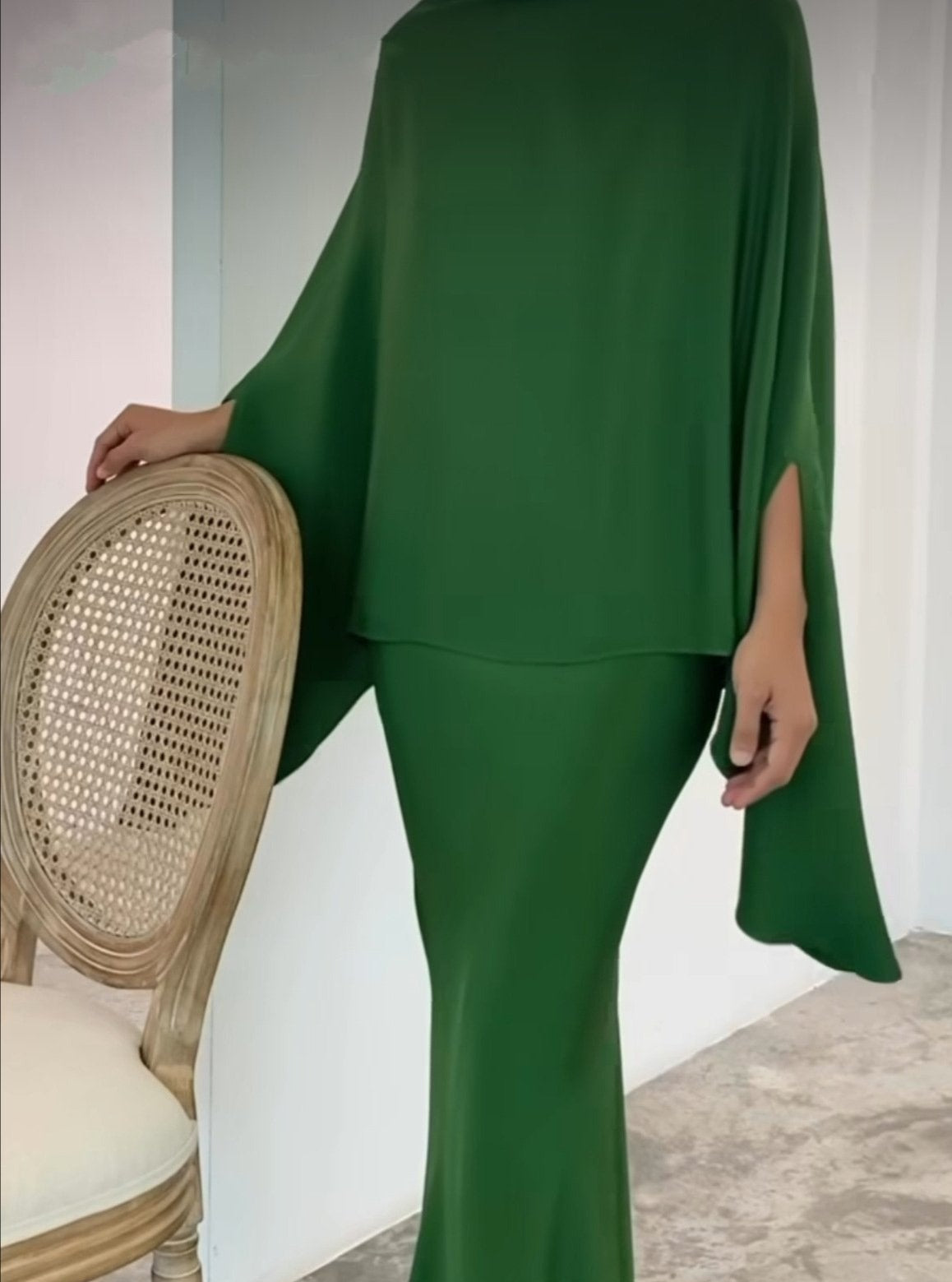 Valentina | Conjunto Vestido Midi Mujer Negro Pedrería