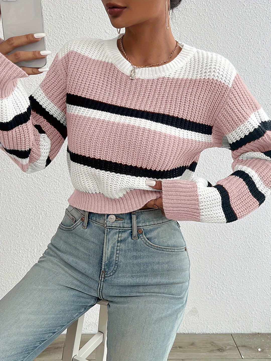 Valentina | Jersey Mujer Rayas Manga Larga Cropped