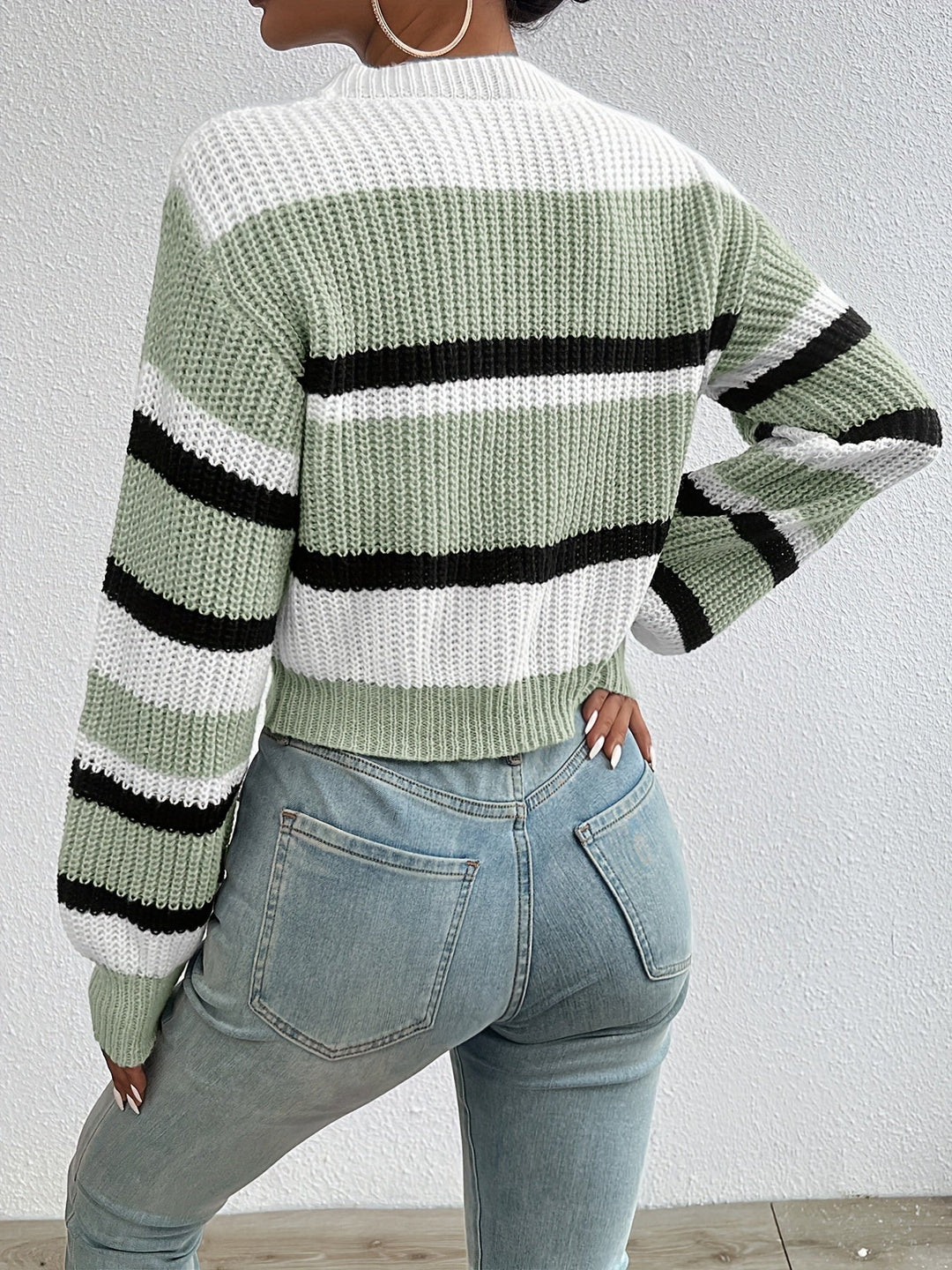 Valentina | Jersey Mujer Rayas Manga Larga Cropped