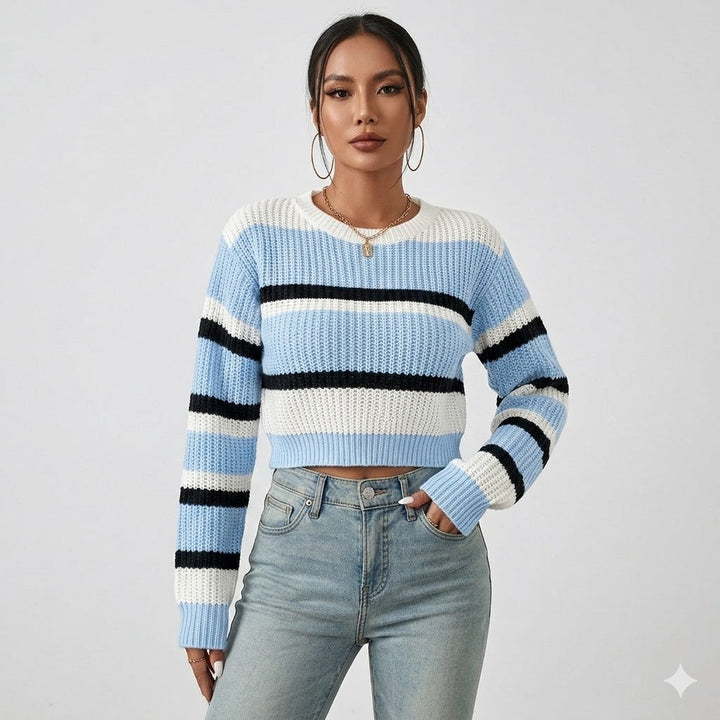 Valentina | Jersey Mujer Rayas Manga Larga Cropped