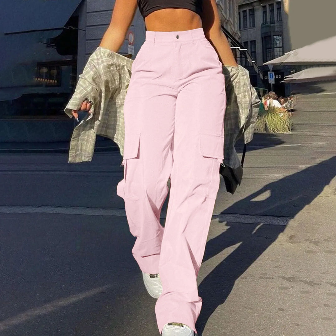 Valentina | Pantalón Cargo Mujer Pierna Recta Botones Presillas