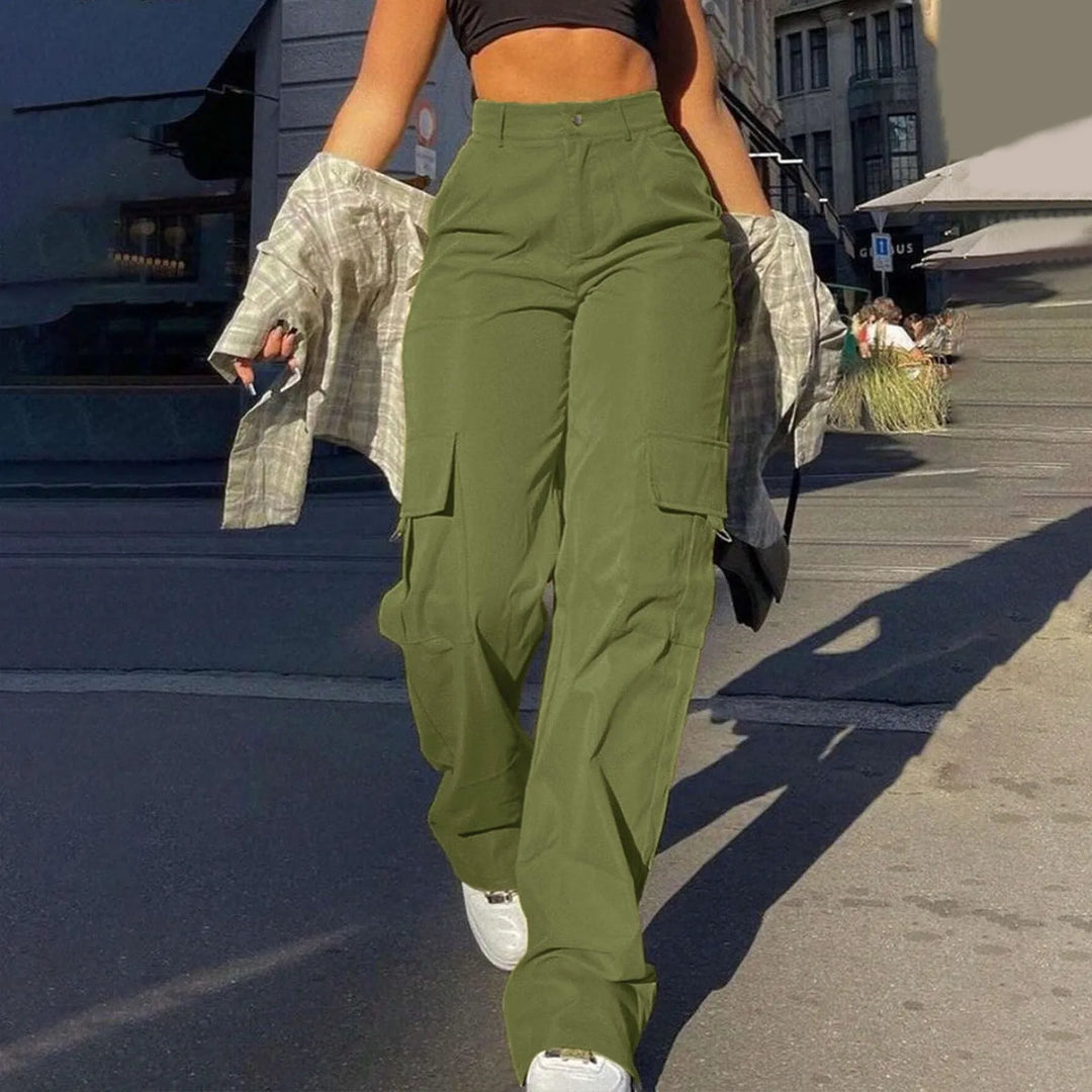 Valentina | Pantalón Cargo Mujer Pierna Recta Botones Presillas