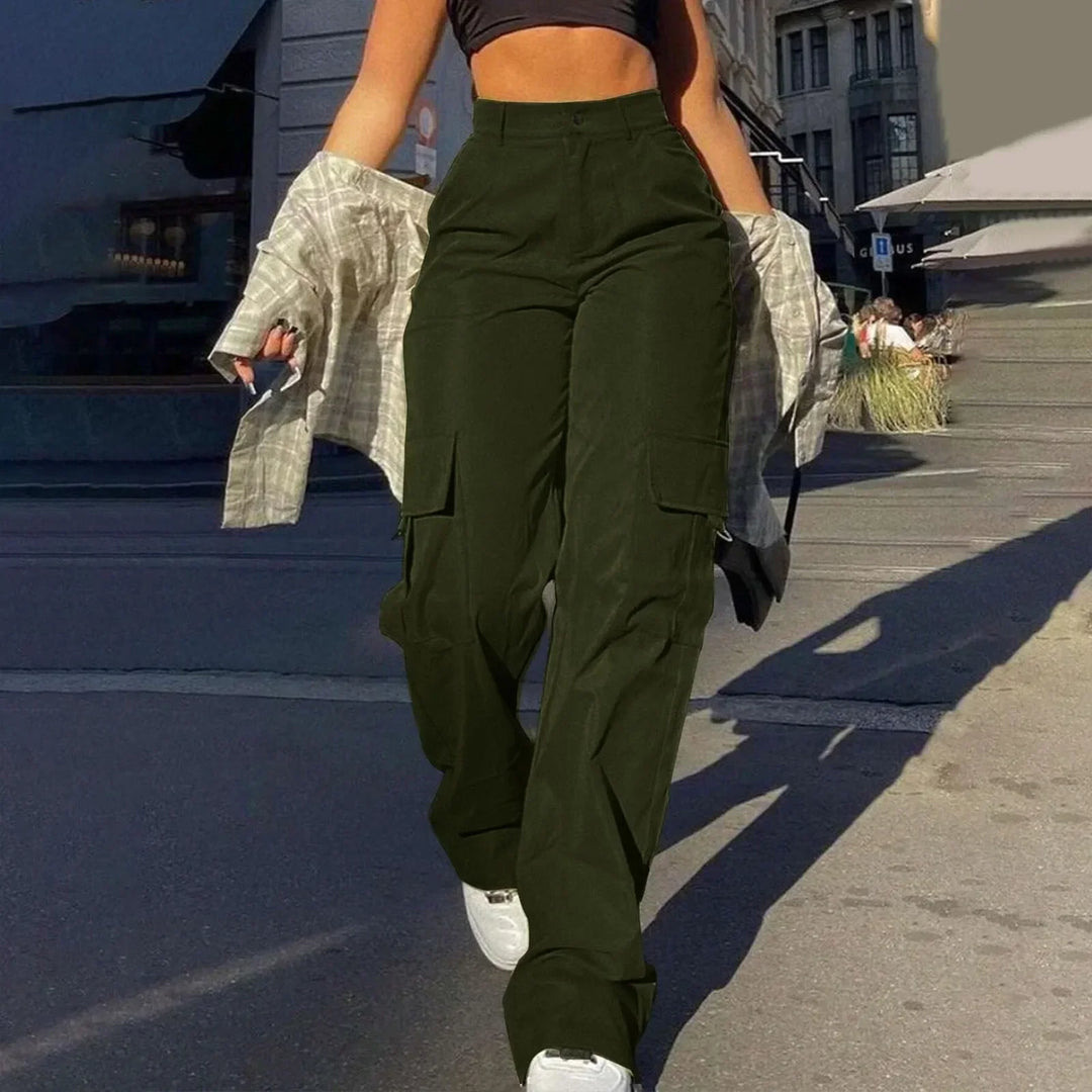 Valentina | Pantalón Cargo Mujer Pierna Recta Botones Presillas