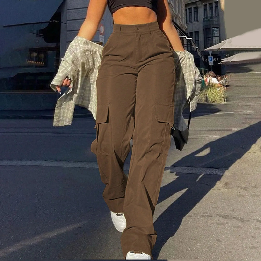 Valentina | Pantalón Cargo Mujer Pierna Recta Botones Presillas