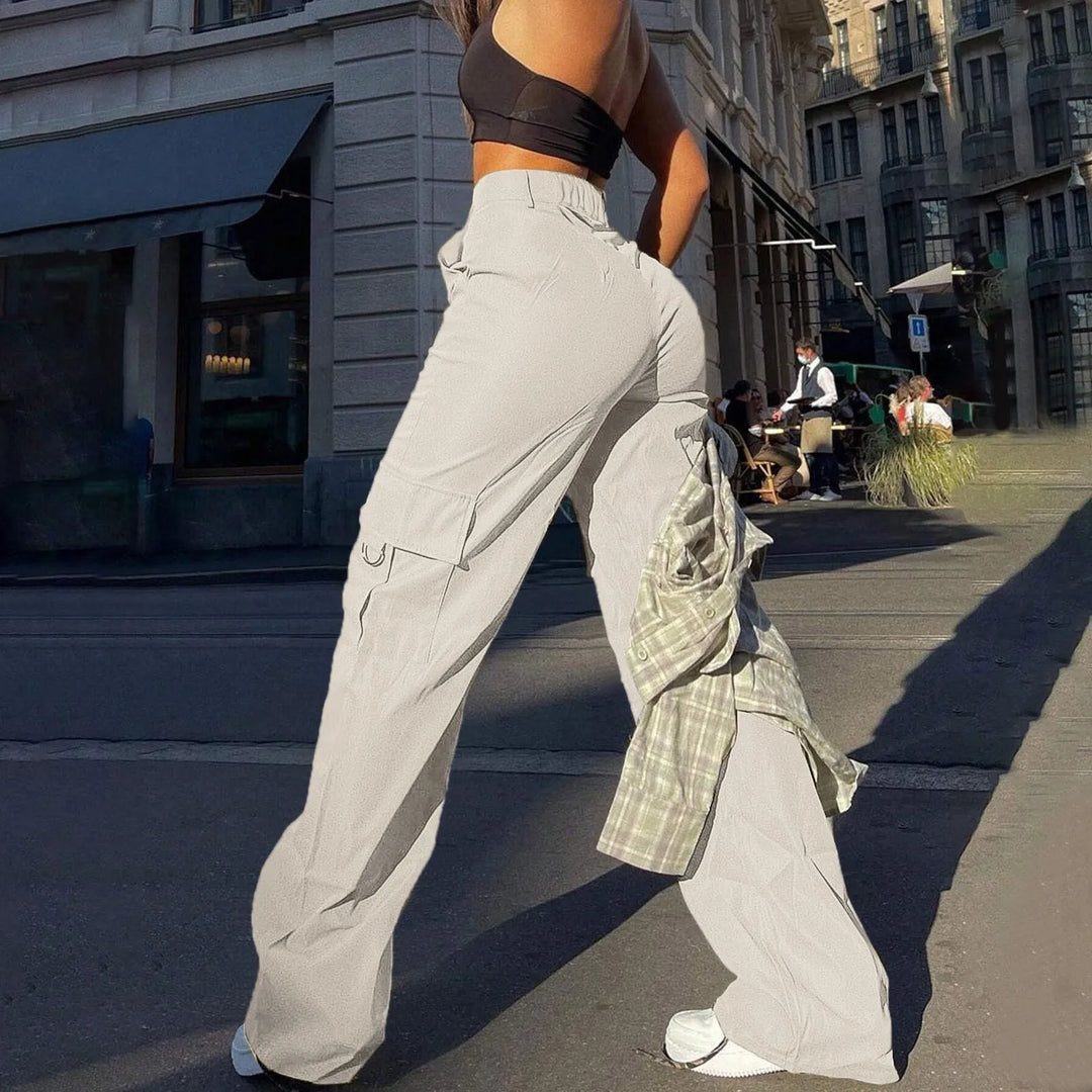 Valentina | Pantalón Cargo Mujer Pierna Recta Botones Presillas