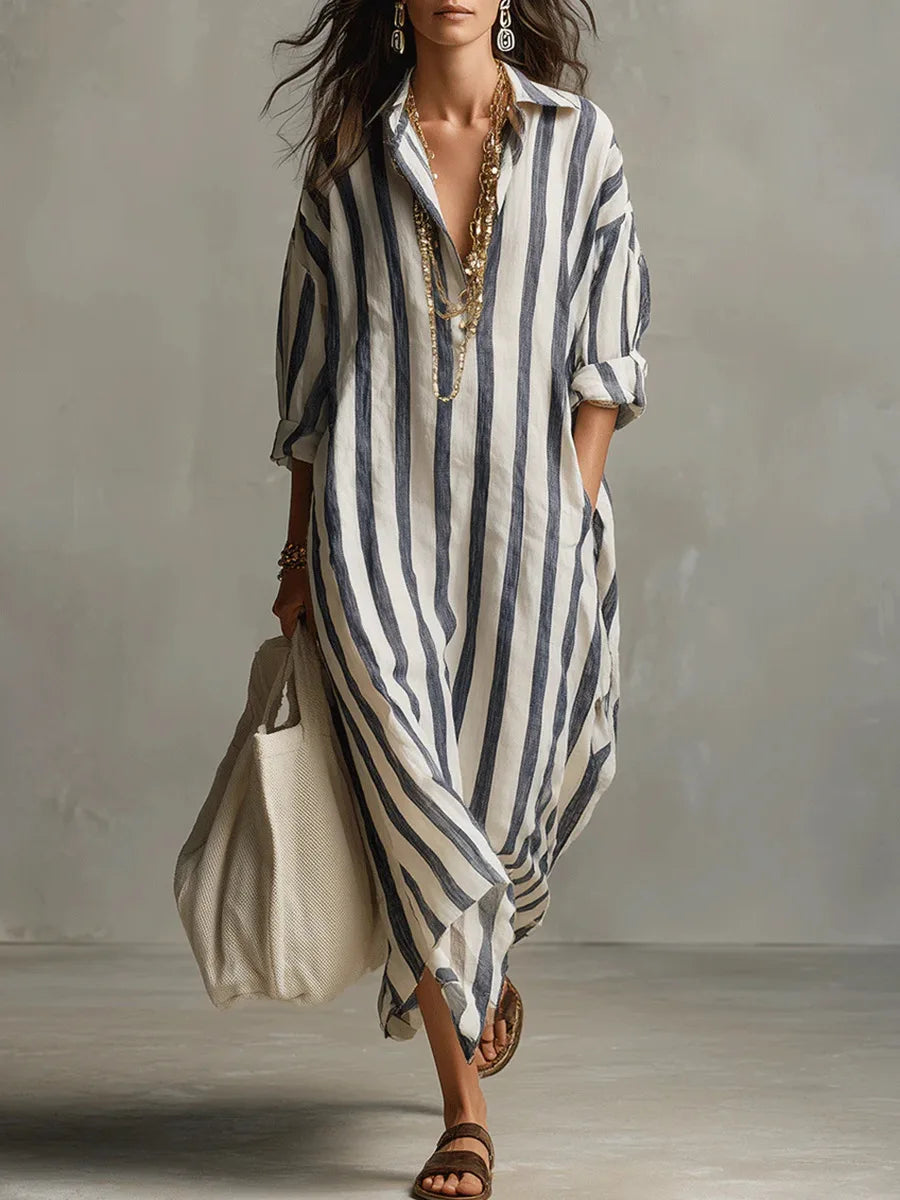 Valentina | Vestido Midi Mujer Rayas Camisero