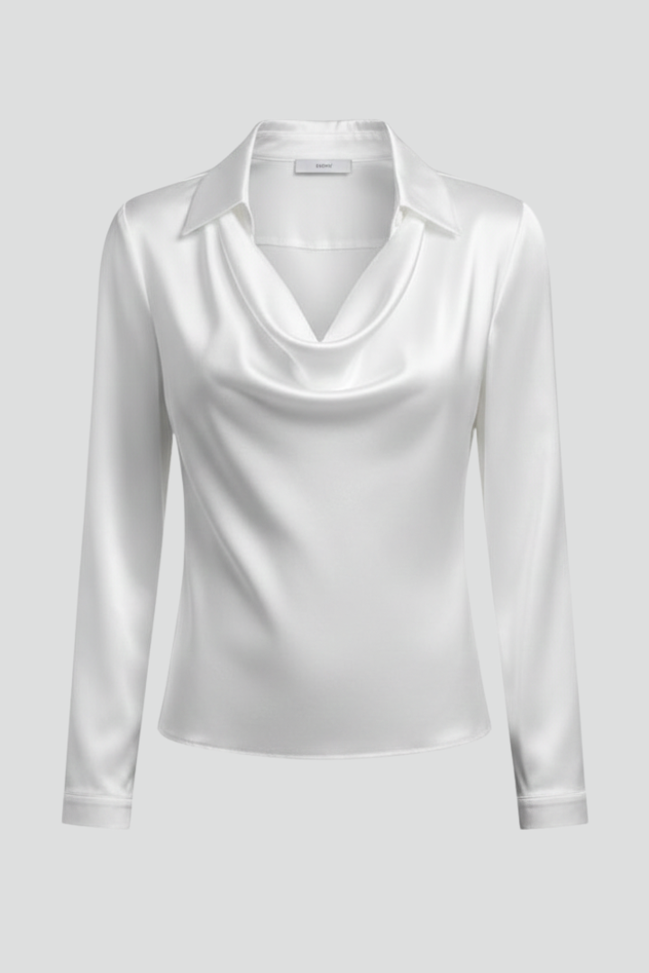 Valeria | Blusa Satén Cuello Cowl Manga Larga