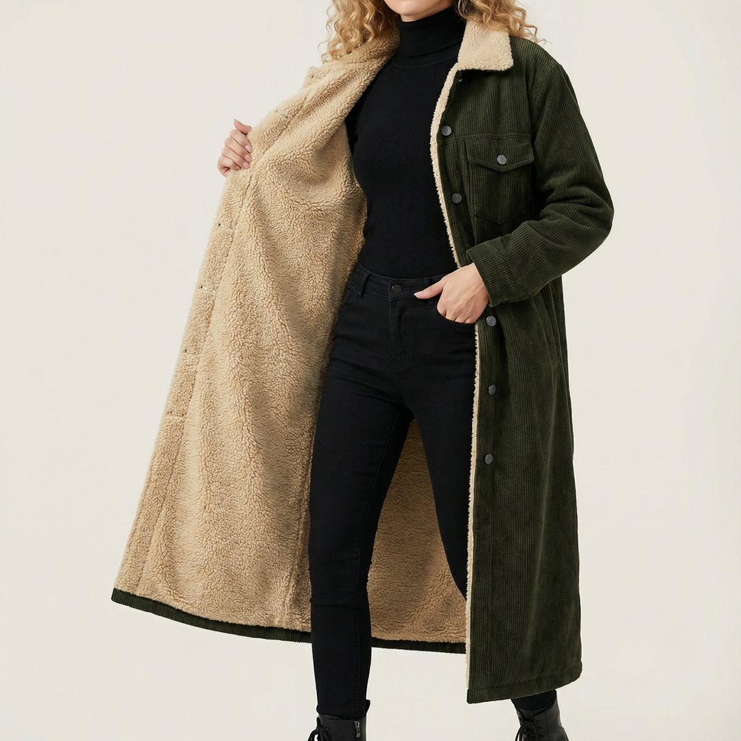 Valeria | Chaqueta Larga de Mezclilla Forrada