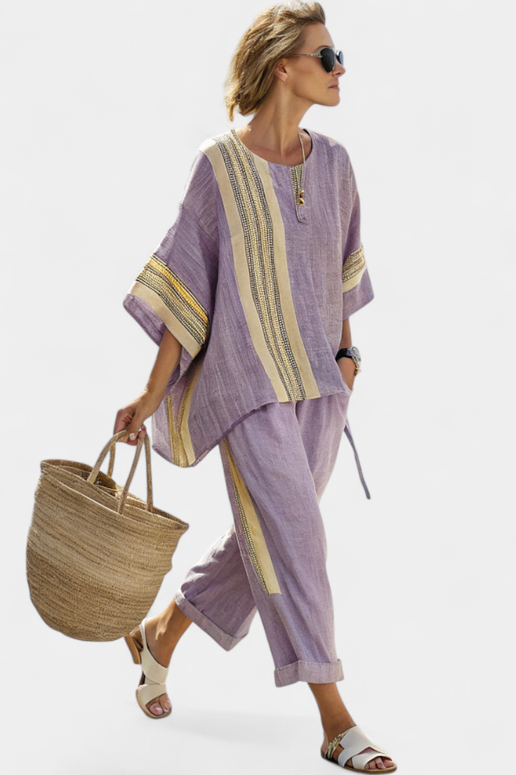 Valeria | Conjunto Dos Piezas Rayas Mangas Cortas