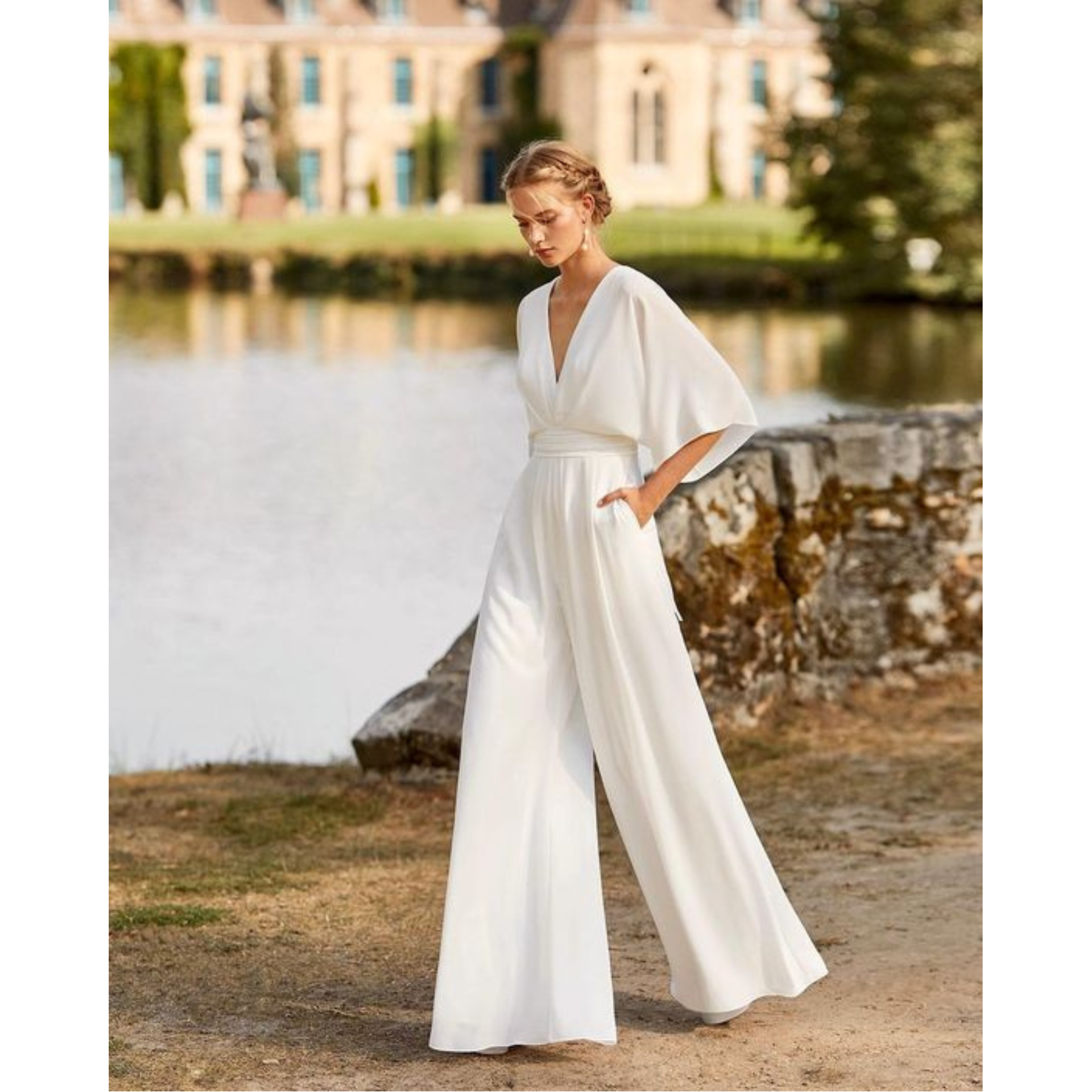 Valeria | Jumpsuit Vestido Blanco Mujer Pierna Ancha