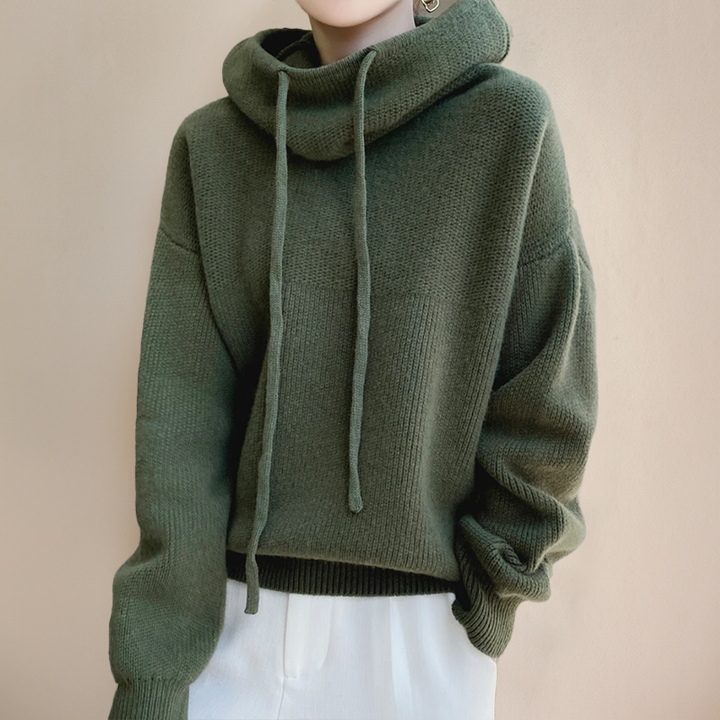 Valeria | Sudadera Cuello Vuelto con Cordón y Tejido Texturizado