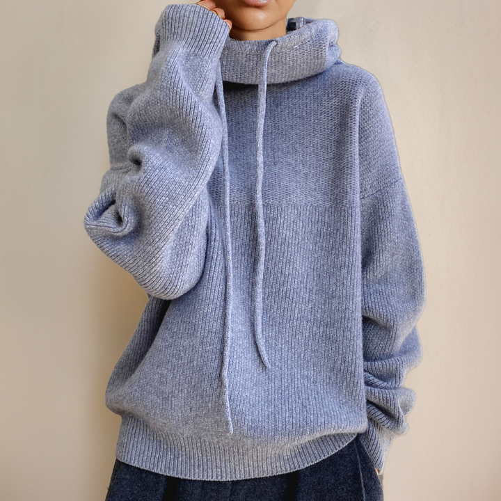 Valeria | Sudadera Cuello Vuelto con Cordón y Tejido Texturizado