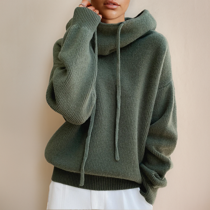 Valeria | Sudadera Cuello Vuelto con Cordón y Tejido Texturizado