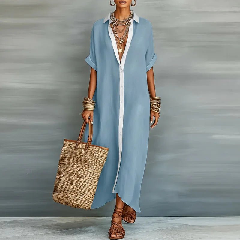 Valeria | Vestido Midi Maxi Mujer Camisero Lino
