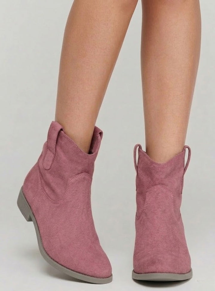 Gabriela | Botines de Gamuza de Estilo Western con Tacón Corto