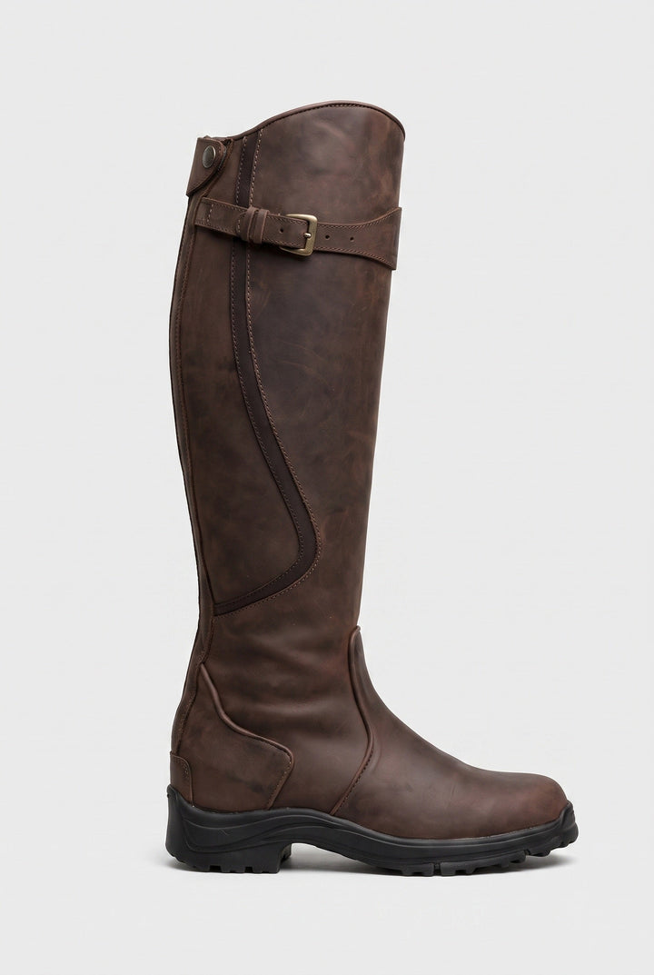 Indigo | Botas de Montar de Piel Marrón con Hebilla