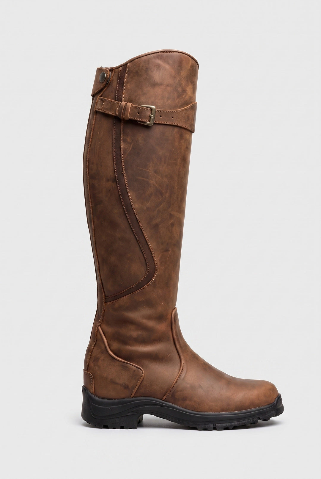 Indigo | Botas de Montar de Piel Marrón con Hebilla