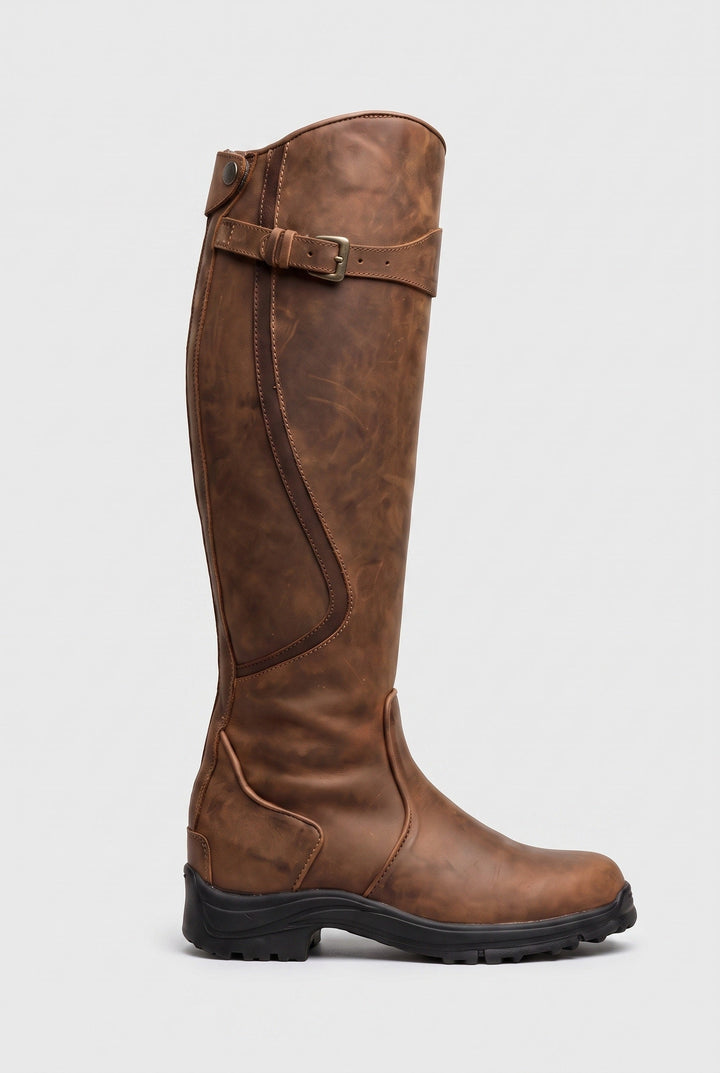 Indigo | Botas de Montar de Piel Marrón con Hebilla