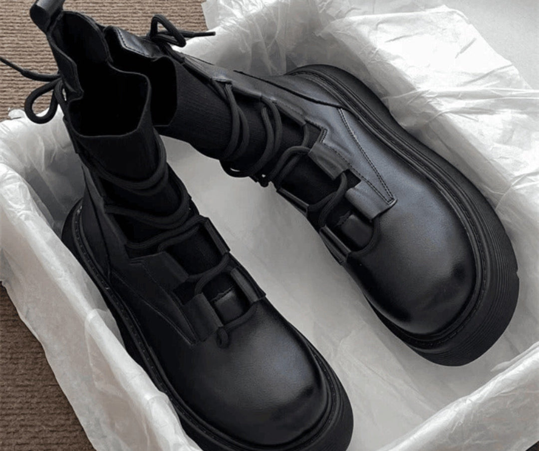 Daniela | Botas Militares de Cuero con Cordones