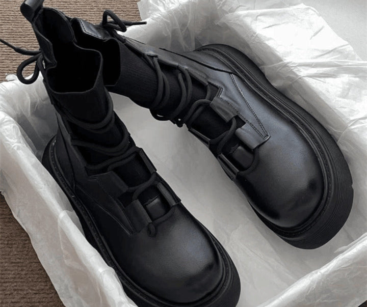 Daniela | Botas Militares de Cuero con Cordones