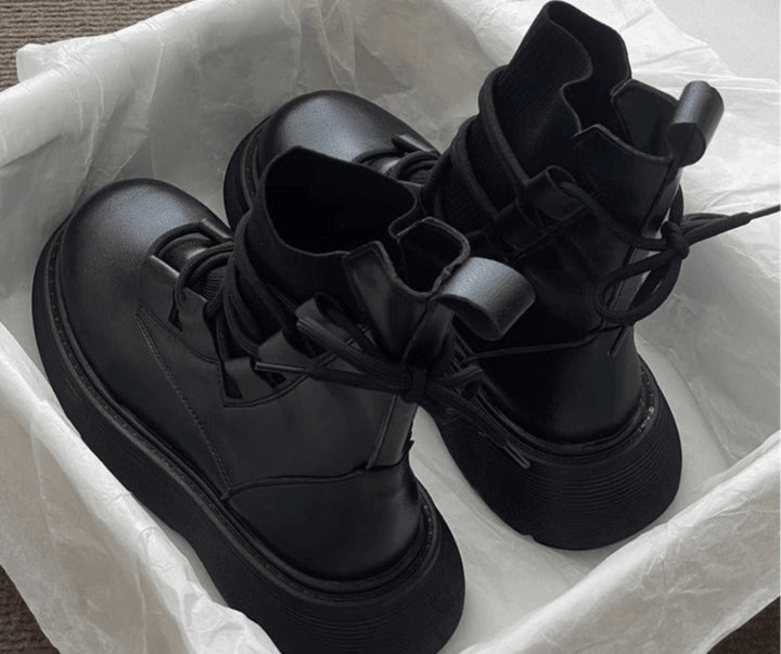 Daniela | Botas Militares de Cuero con Cordones