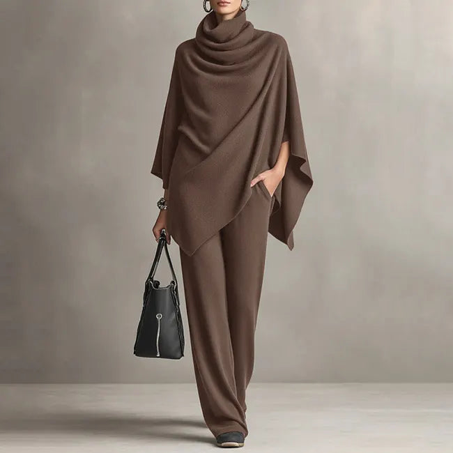 Laura | Conjunto Poncho y Pantalón Ancho Punto