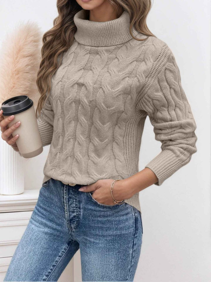 Lucía | Jersey de Cuello Alto Trenzado Relaxed Mujer