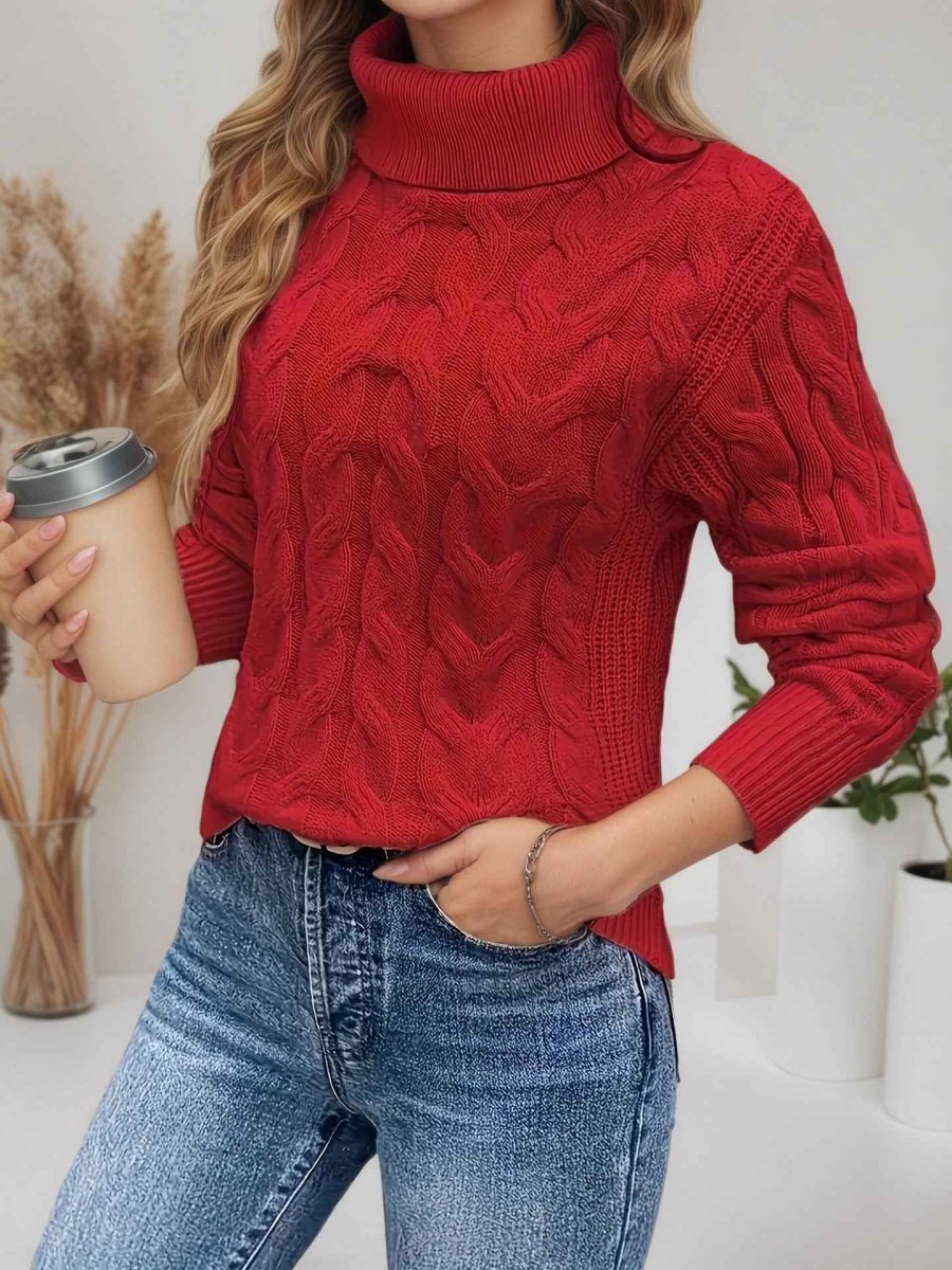 Lucía | Jersey de Cuello Alto Trenzado Relaxed Mujer