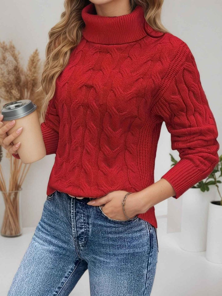 Lucía | Jersey de Cuello Alto Trenzado Relaxed Mujer