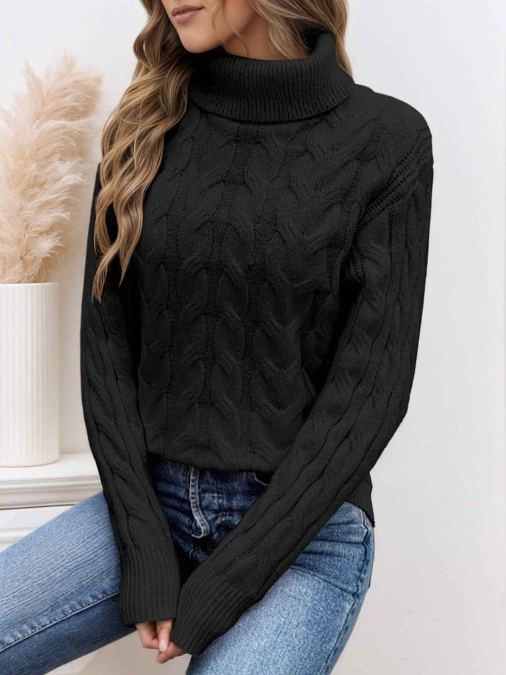 Lucía | Jersey de Cuello Alto Trenzado Relaxed Mujer