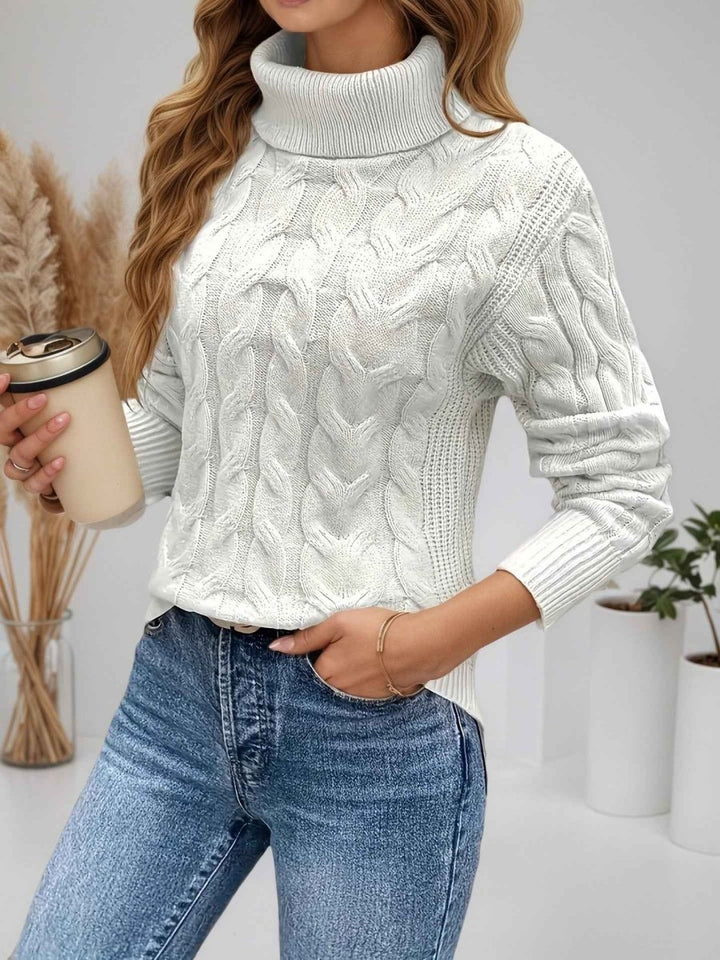 Lucía | Jersey de Cuello Alto Trenzado Relaxed Mujer