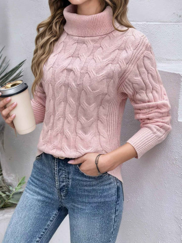 Lucía | Jersey de Cuello Alto Trenzado Relaxed Mujer
