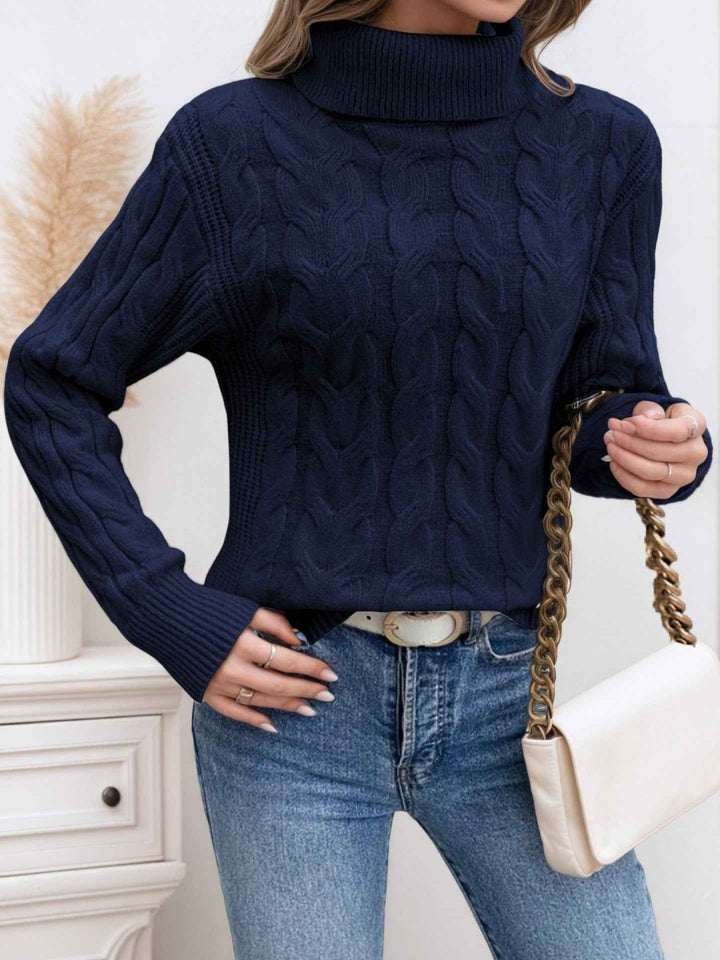 Lucía | Jersey de Cuello Alto Trenzado Relaxed Mujer
