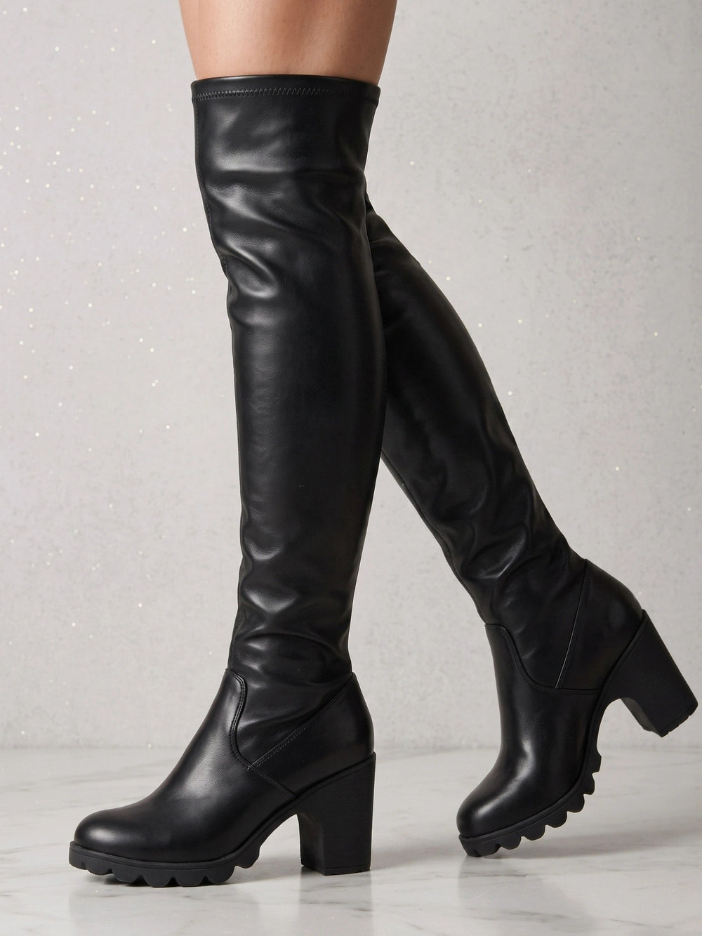 Leila | Botas Altas Mujer Cuero Tacón Grueso