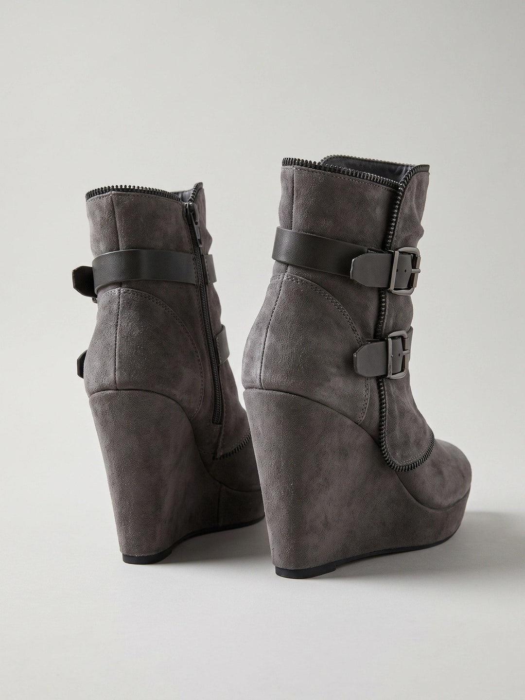 Sofía | Botines de Tacón Cuña Ante Marrón