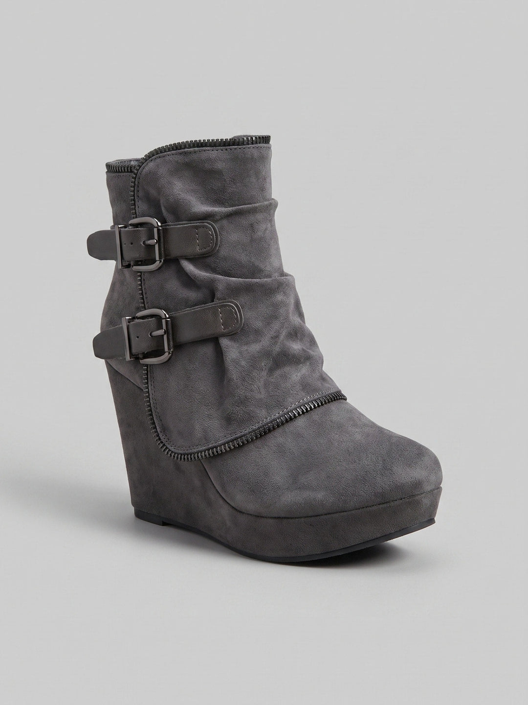 Sofía | Botines de Tacón Cuña Ante Marrón