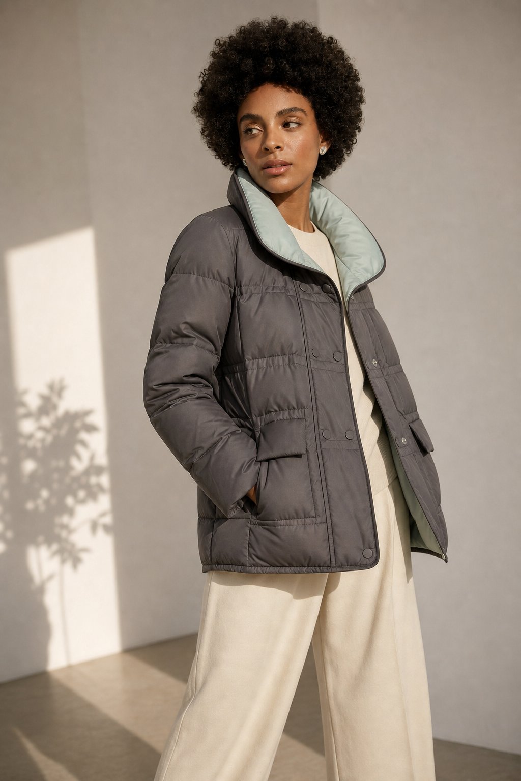 Elena | Chaqueta Acolchada Mujer Cuello Alto