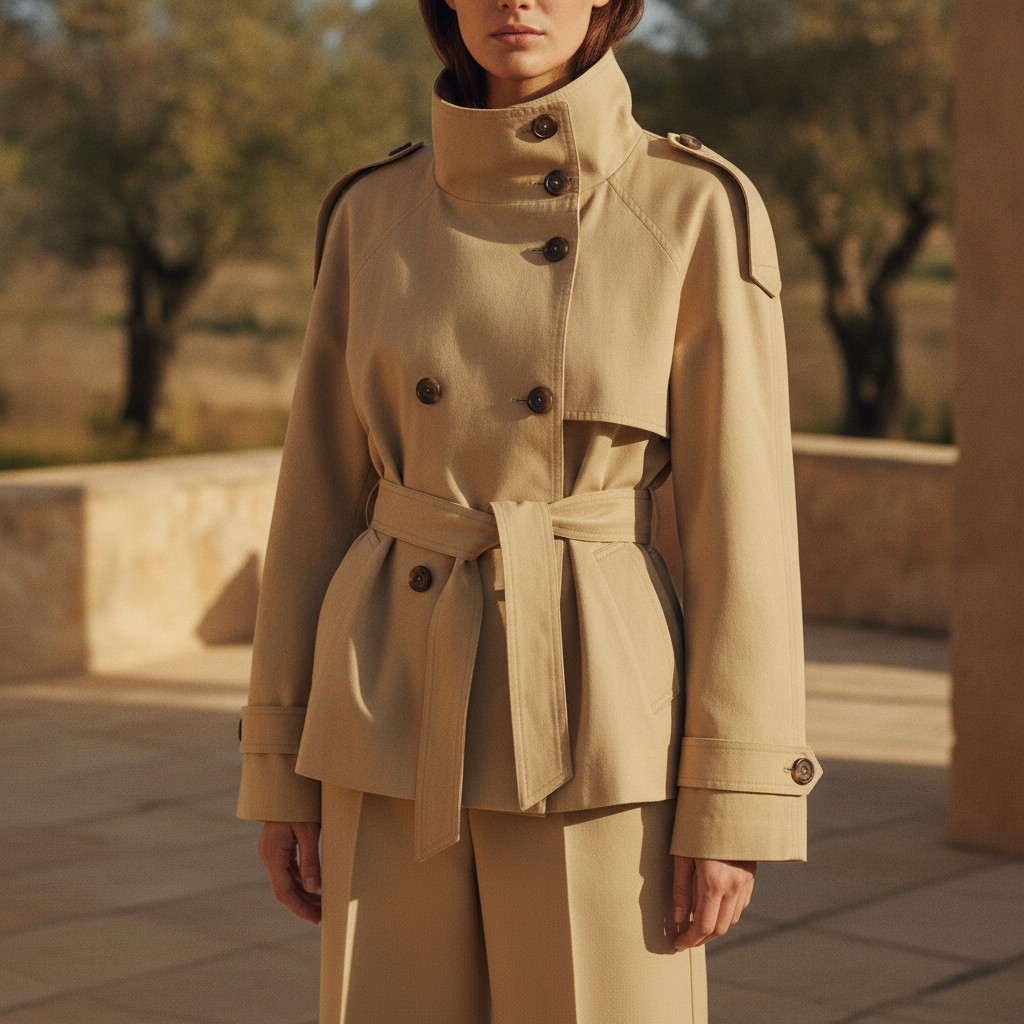 Natalia | Trench Corto Mujer Algodón Botones